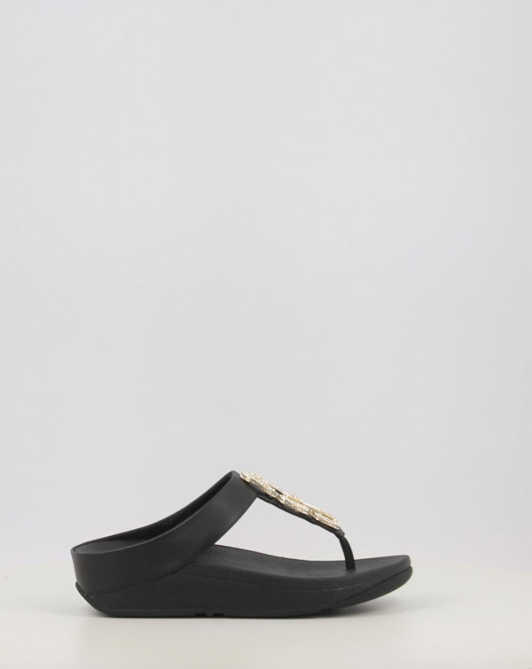 FINO CRYSTAL CHAIN LEATHER TOE POST SANDALS