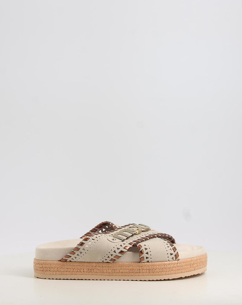Sandali MOU CRISS-CROSS SANDAL MET.STITCH beige