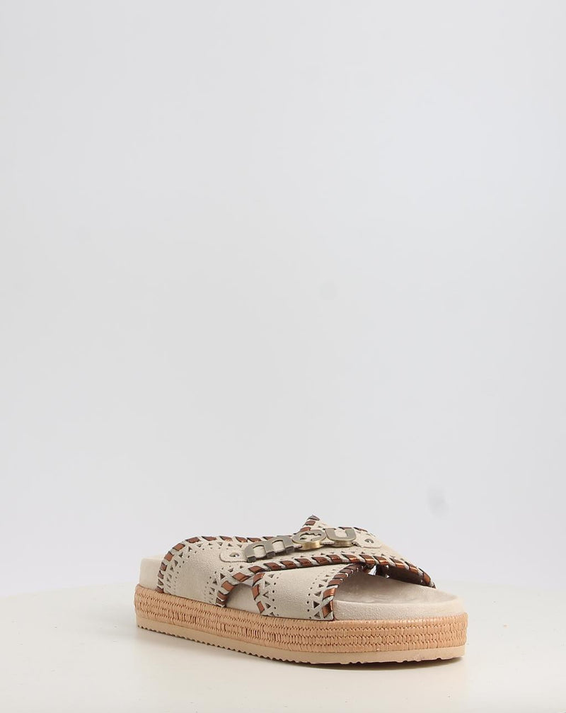 Sandali MOU CRISS-CROSS SANDAL MET.STITCH beige