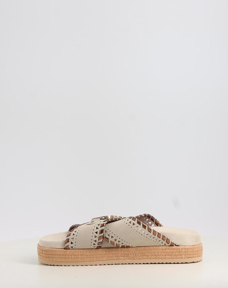 Sandali MOU CRISS-CROSS SANDAL MET.STITCH beige