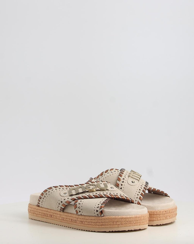 Sandali MOU CRISS-CROSS SANDAL MET.STITCH beige