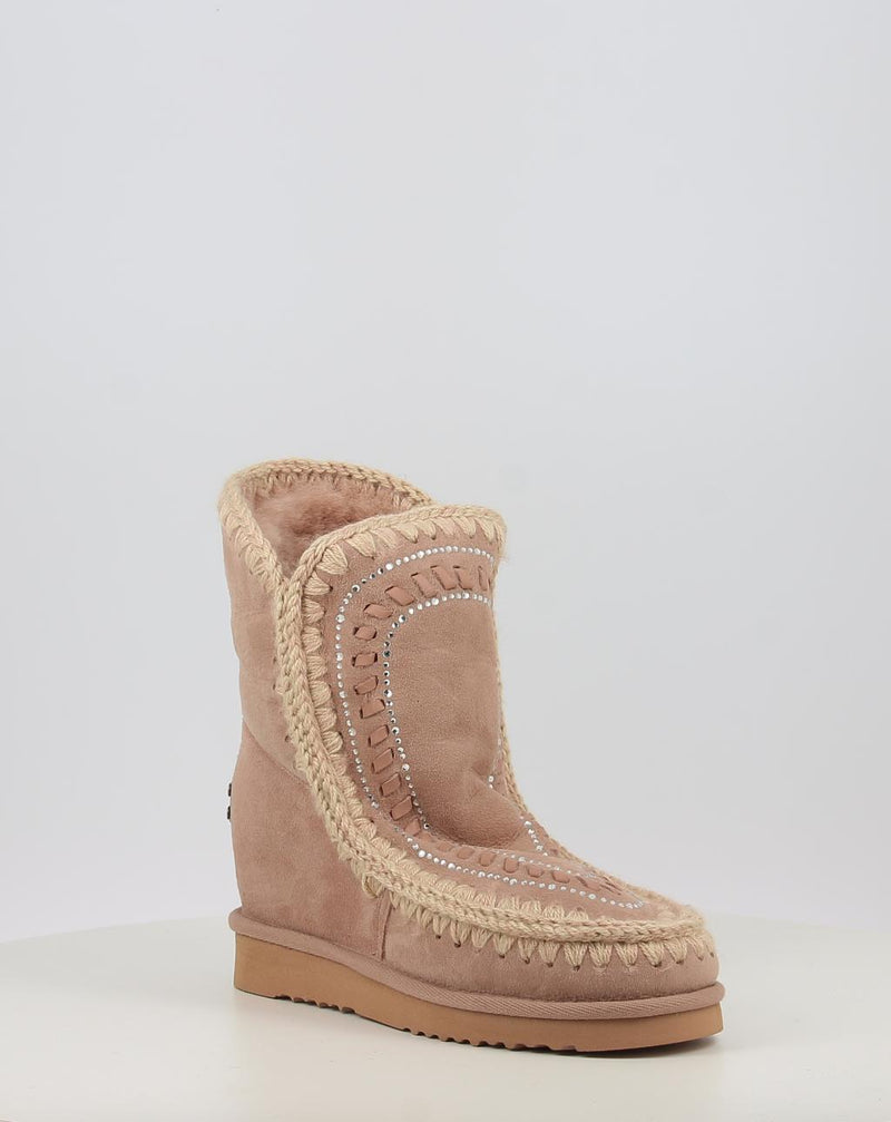 Stivali MOU ESKIMO INNER WEDGE SHORT STRAS beige