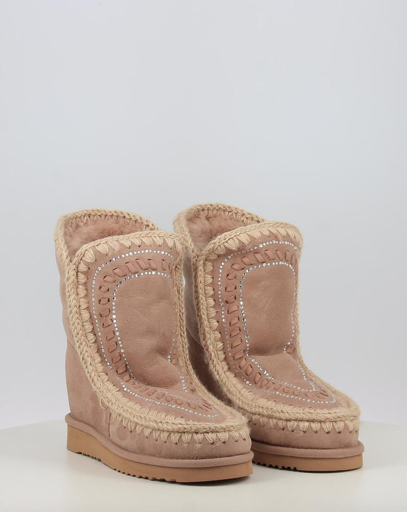 Stivali MOU ESKIMO INNER WEDGE SHORT STRAS beige